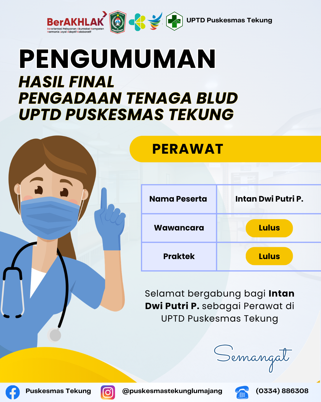 PENGUMUMAN HASIL FINAL PENGADAAN TENAGA BLUD UPTD PUSKESMAS TEKUNG